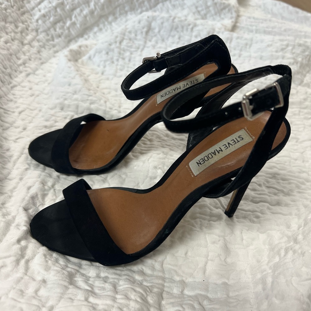 Steve Madden Black Stiletto Heels with Ankle Strap